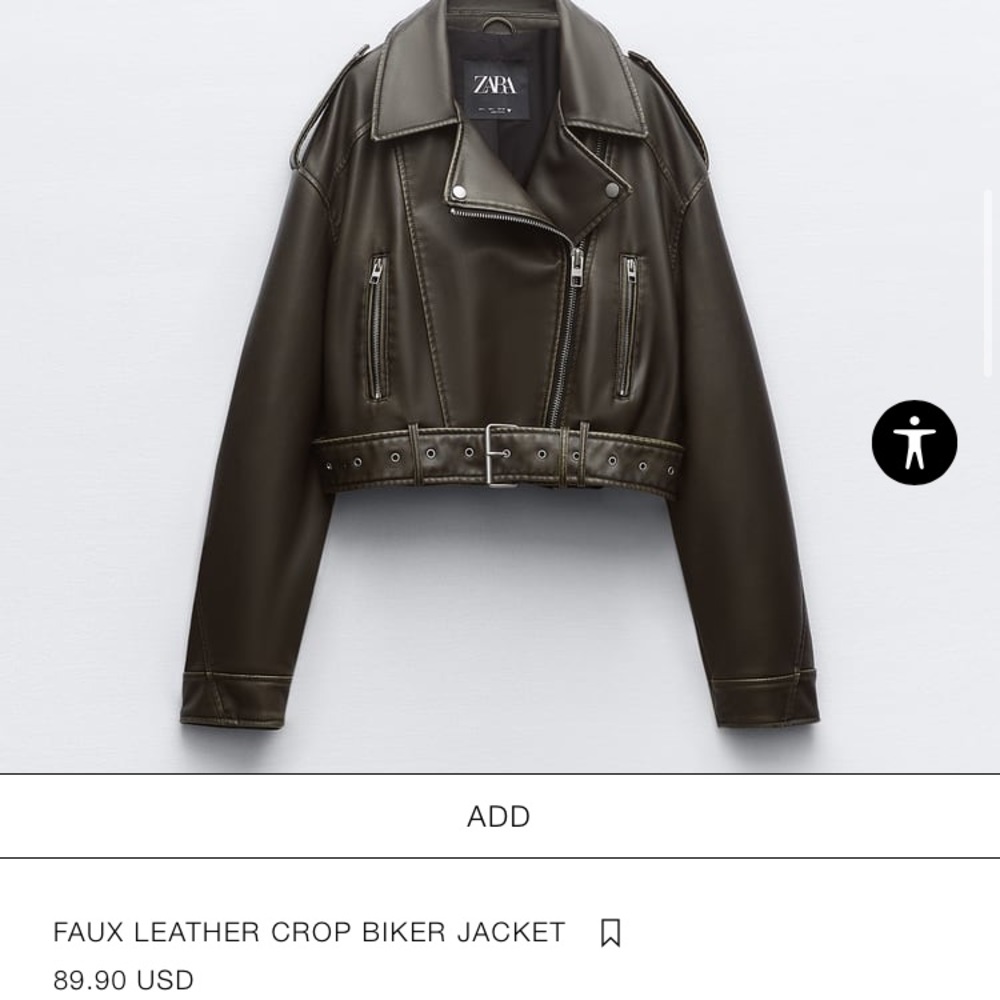 ZARA Faux Leather Cropped Biker Jacket